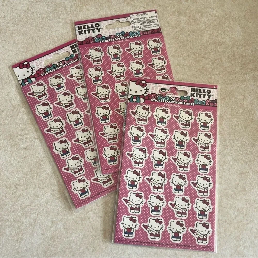 Hello Kitty Sticker Sheets 3 Sets and Notepad Christmas Holiday